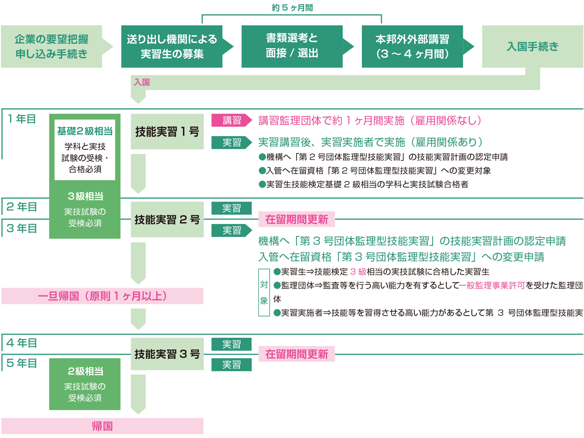 実習生の受け入れと流れ